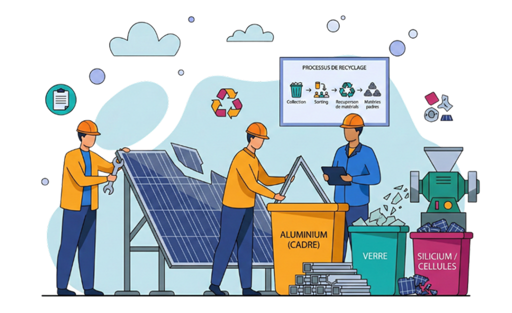 Illustration démentelement et recyclage